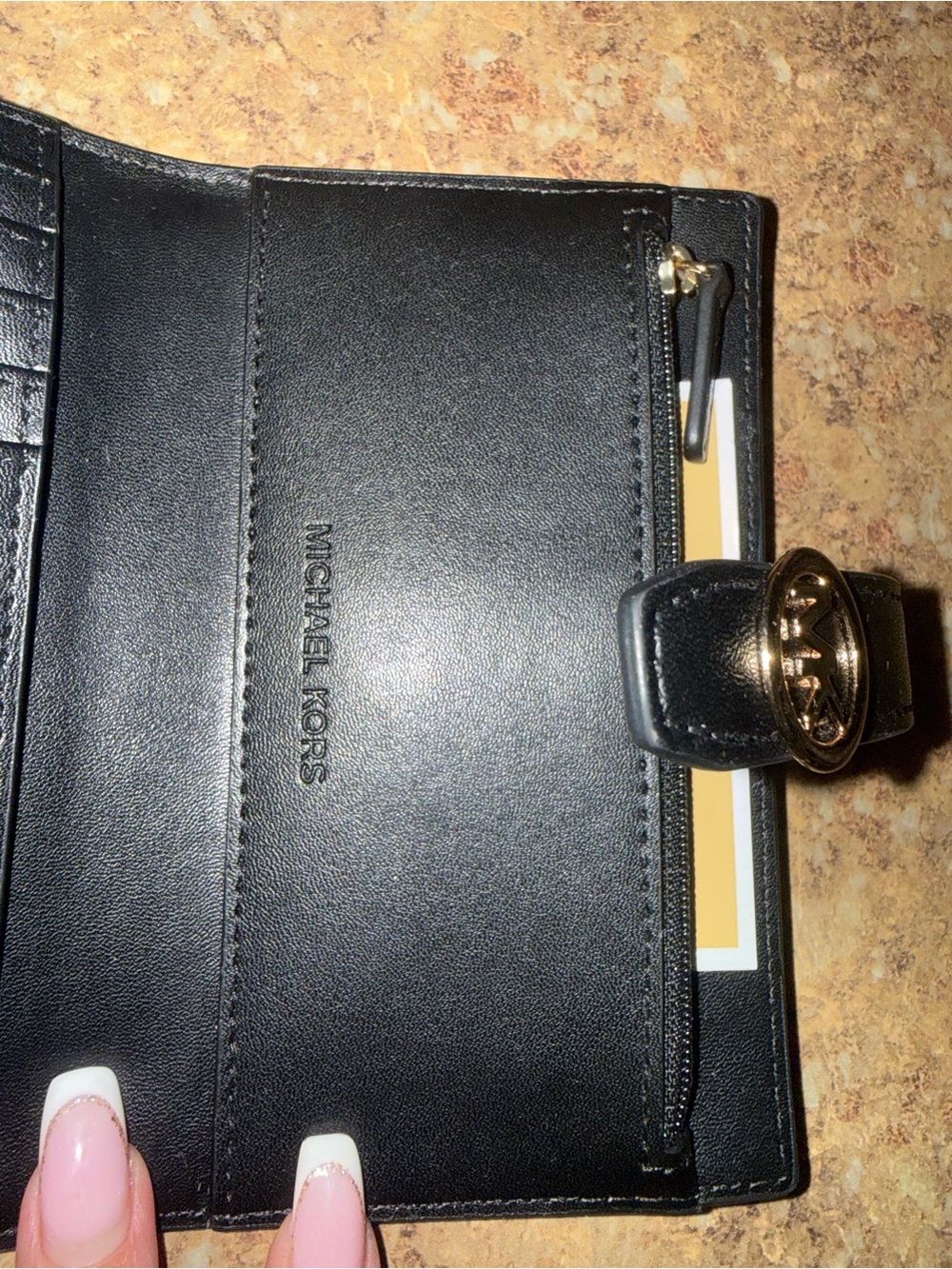 Michael Kors Black Wallet with Gold MK Logo EUC - Picture 6 of 12